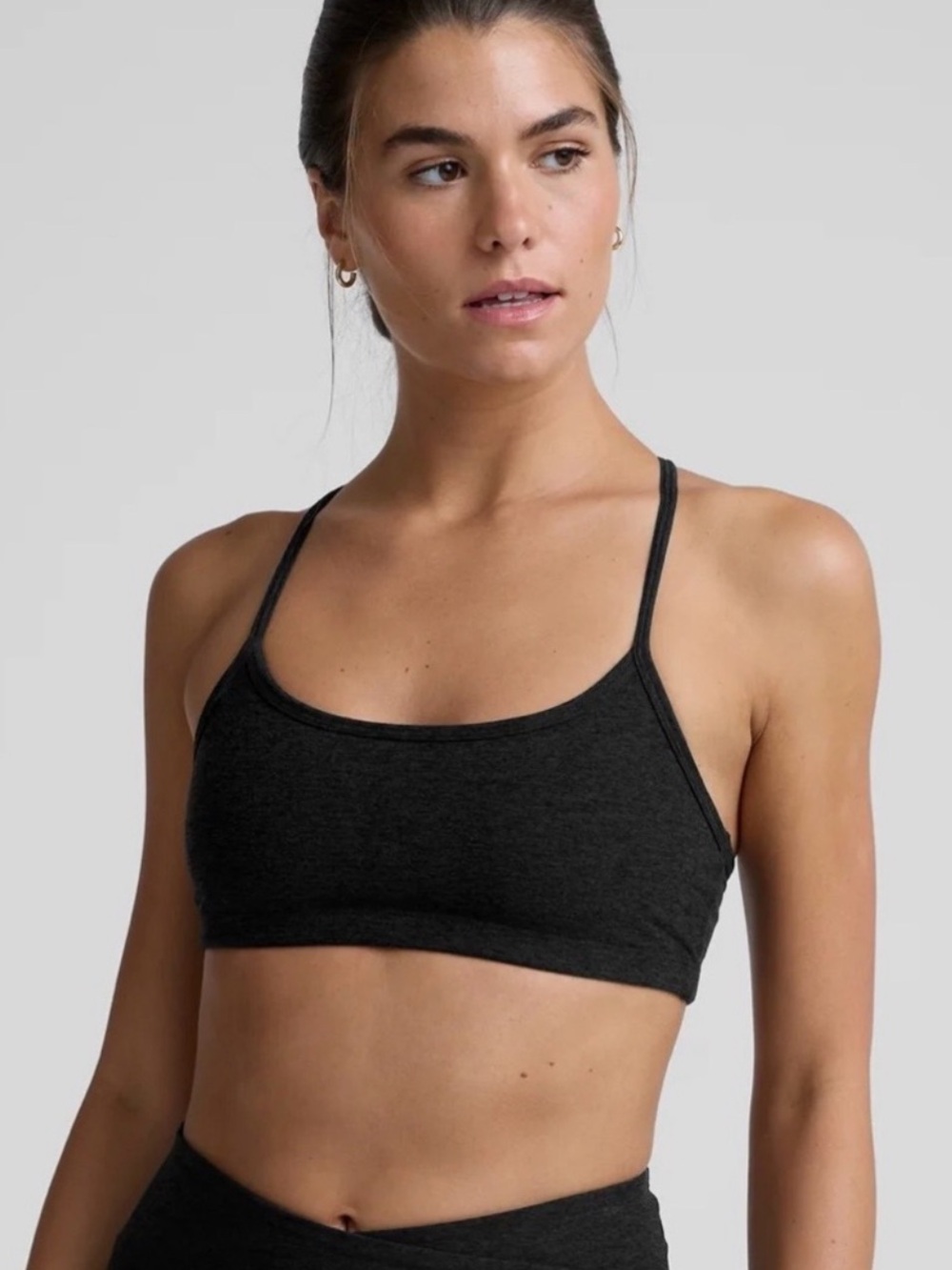 Beyond Yoga Spacedye Slim Racerback Bra in Black Spacedye Sz L
